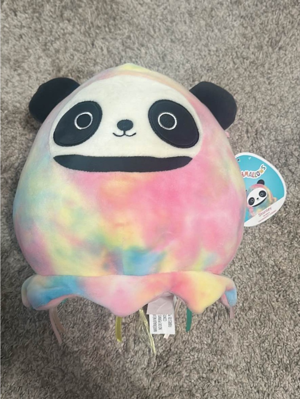 Squishmallows Pastel Rainbow Panda Plush - Pink, Blue, Yellow